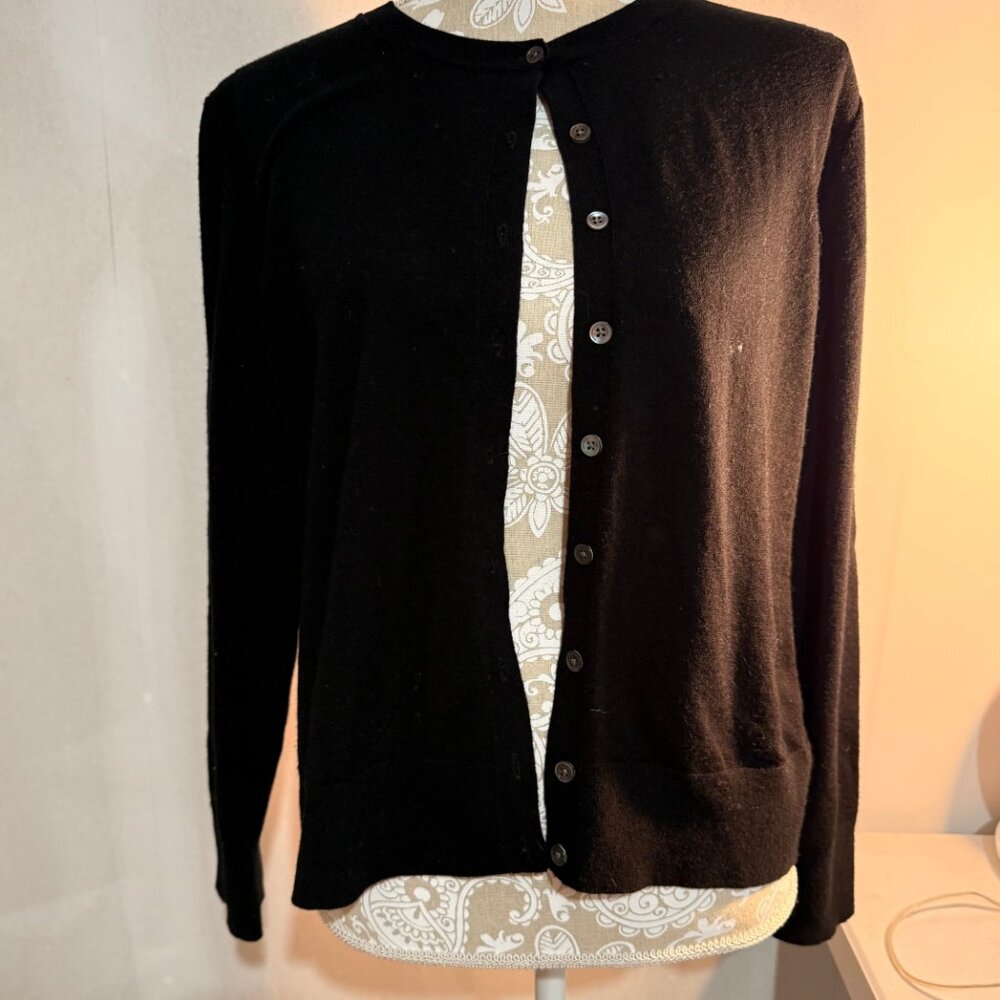 Banana Republic XL Black Merino Extra Fine Wool Cardigan
